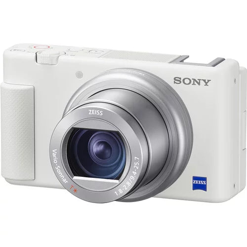 Sony zv-1 compact digital vlogging 4k camera (white) for content creators & vloggers + sony lcs-csj soft carrying case +expo-cloth