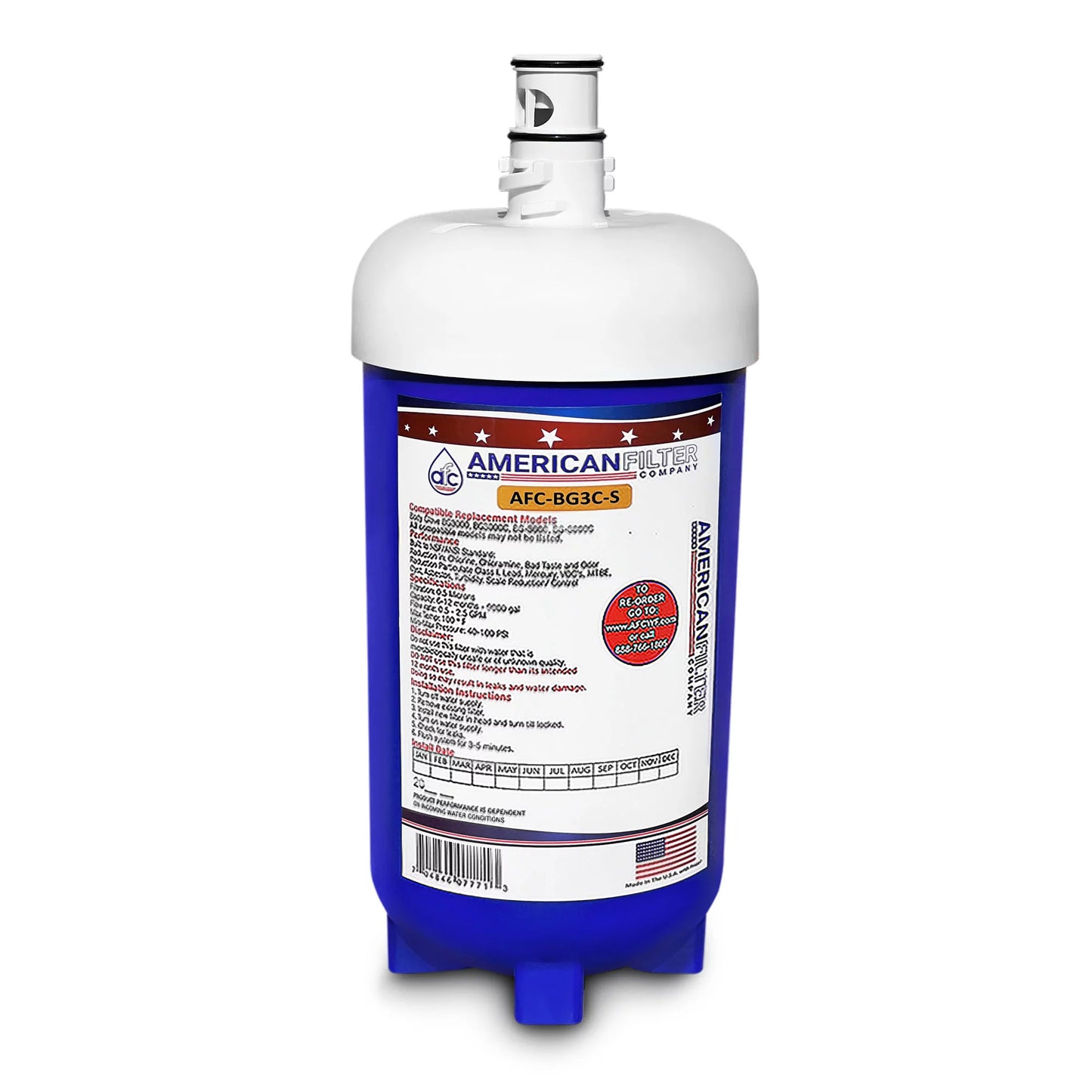 Afc brand , water filter , model # afc-bg3c-s , compatible with - 1 filters - made in u.s.a.