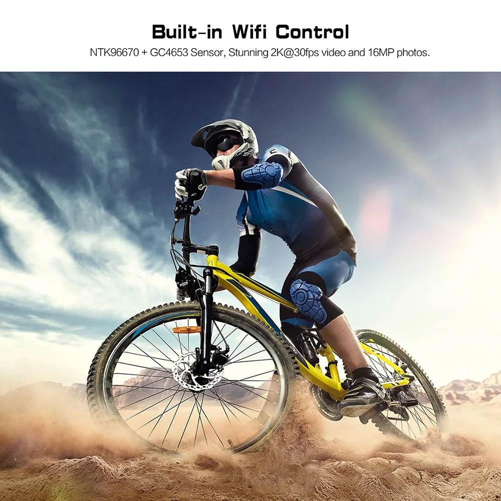 Soocoo adventure cycling camera, 4k action helmet waterproof wifi app head mounted camera