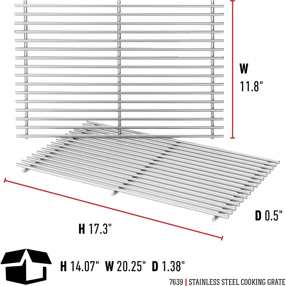 Weber stainless steel cooking grate (0.5"h x 11.8"w x 17.3"d) for spirit 300/700, genesis 1000-3500/silver/gold/platb/c, 2-pack - (open box)