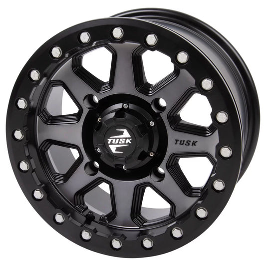 4/137 tusk uinta beadlock wheel 14x7 4.0 + 3.0 gunmetal/black for can-am defender hd10 pro dps 2020-2022