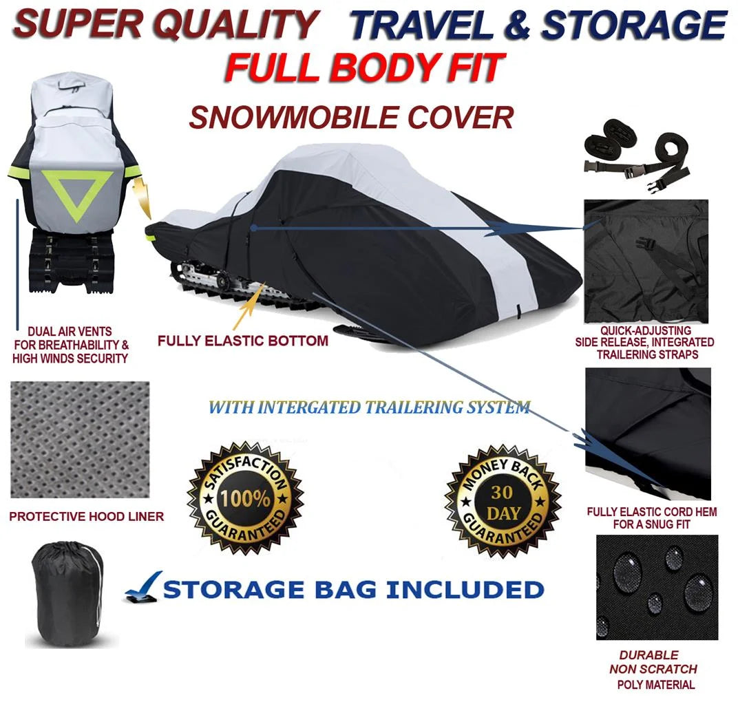 600 denier full fit snowmobile travel and storage cover compatible for the 1998-1999 arctic cat model jag 440 deluxe snowmachine sled.