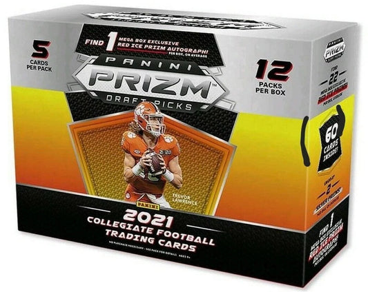 2021 panini prizm draft picks football mega box - 12 packs - 1 red ice auto