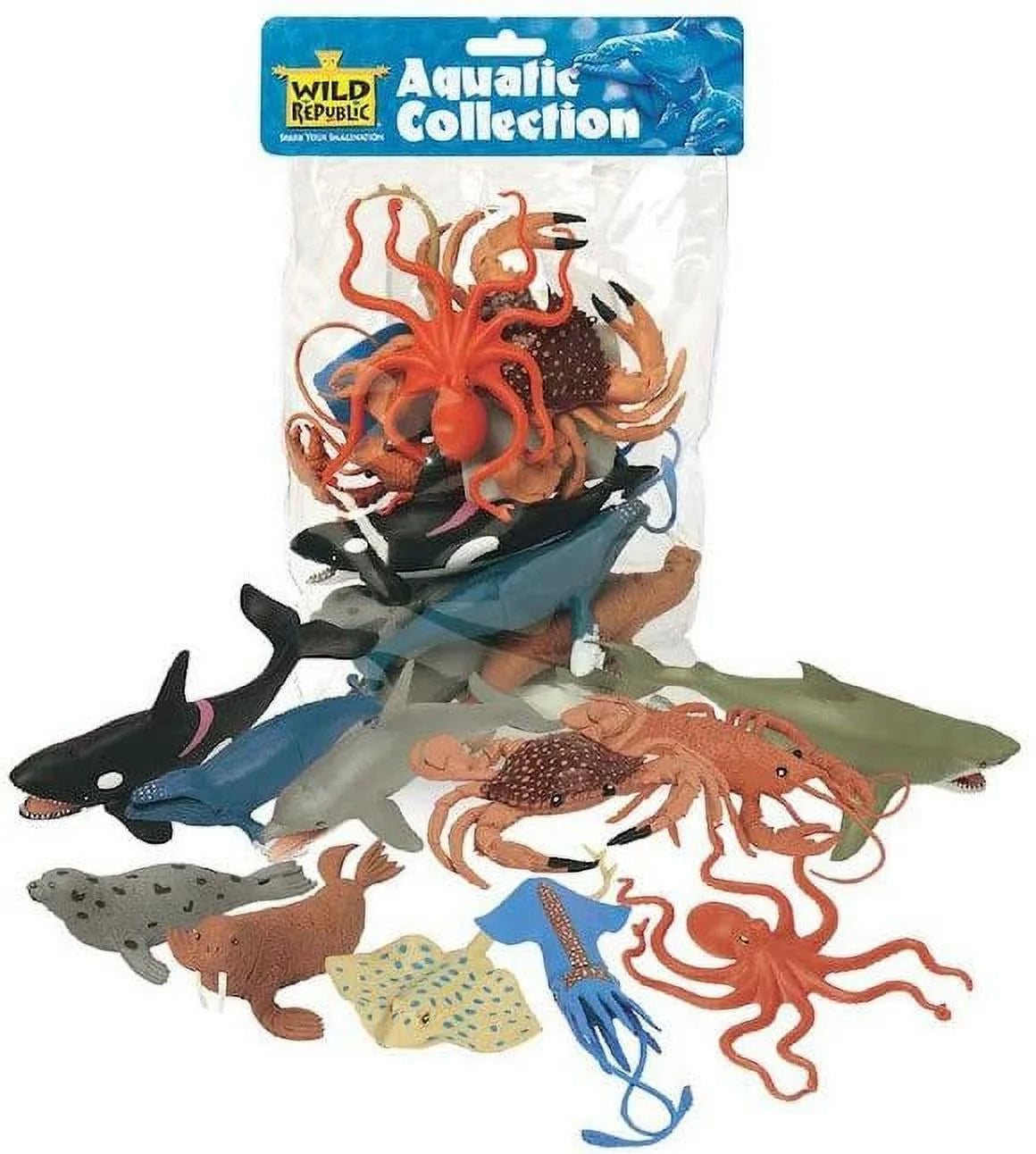 Wild republic 30378560 polybag aquatic animals toys set - 11 different sea life figurines - 11 piece