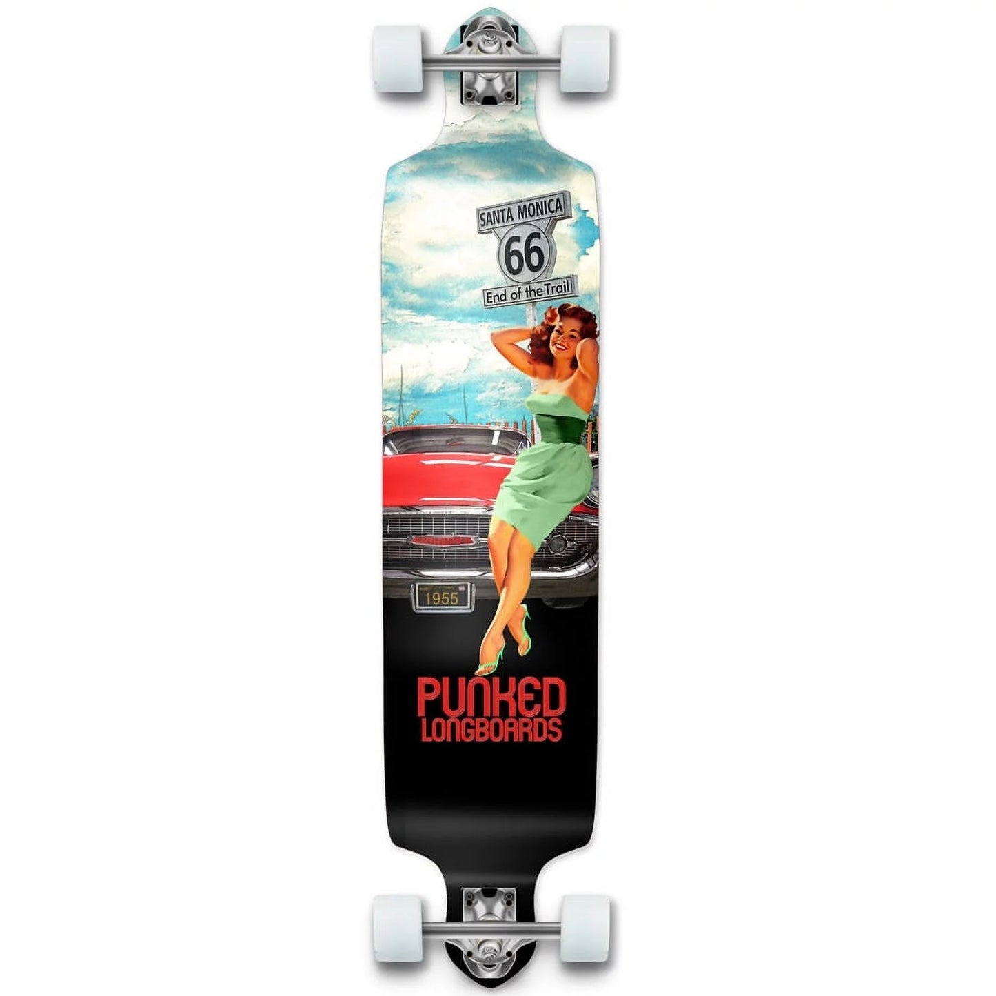 Yocaher drop down longboard complete cruiser 41.25" x 10" w/premium grip tape, aluminum alloy truck, 71mm longboard wheels, and abec -9 bearings - rte-66