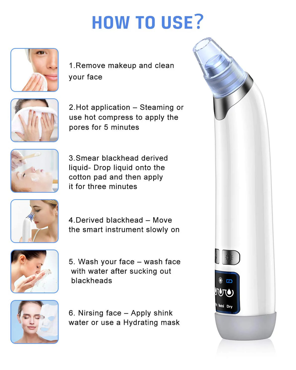 Ansten pore vacuum face cleaner blackhead remover kit blackhead remover pore vacuum suction electric facial pore cleaner usb rechargeable blackhead pimple sucker for nose face women men