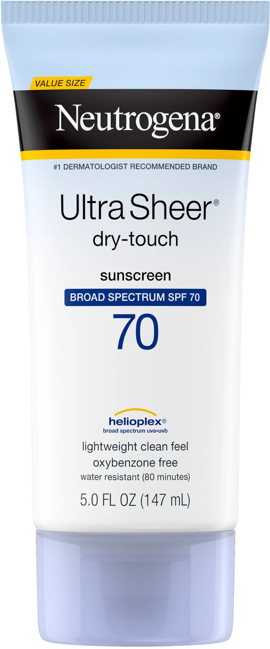 6 pack - neutrogena  ultra sheer dry-touch sunscreen lotion, broad spectrum spf 70 uva/uvb, 5 fl. oz 1 ea