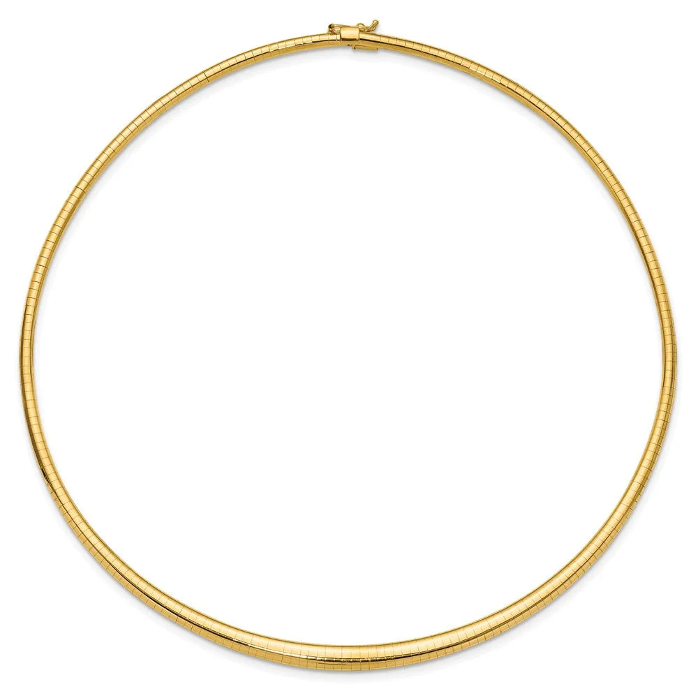 14k polished 3/6mm graduated omega necklace qodg6-16