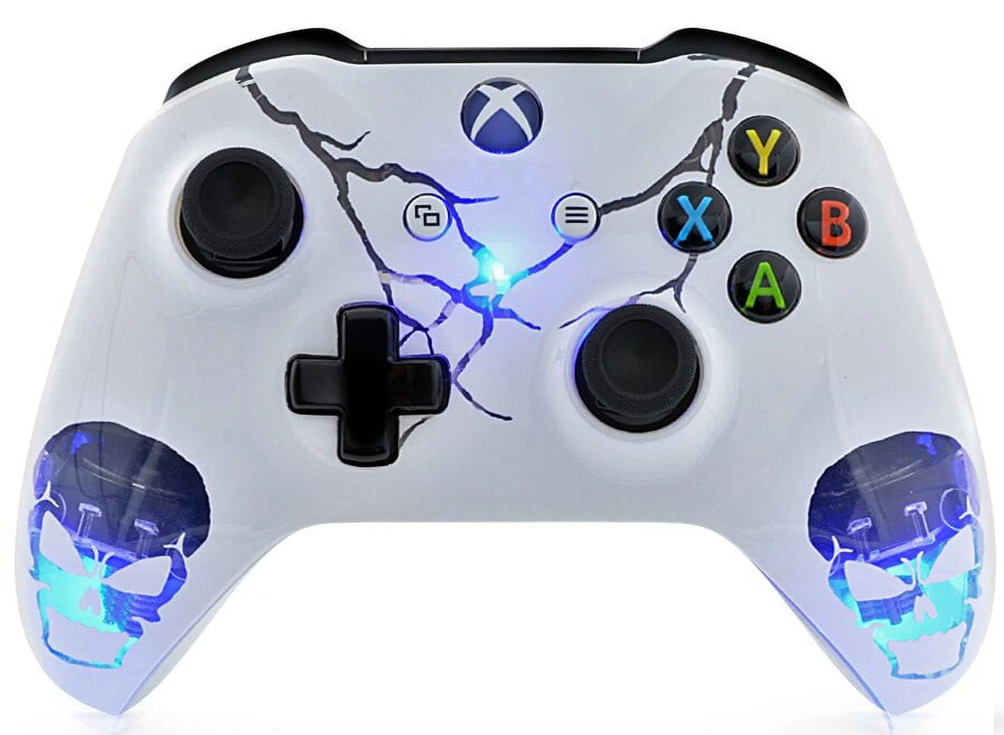 "skulls white" xbox one s un-modded custom controller unique design (with 3.5 jack)