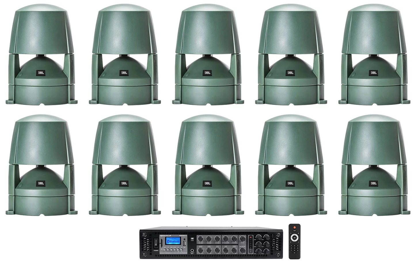 (10) jbl control 85m 5.25" commercial 70v outdoor landscape speakers+amplifier