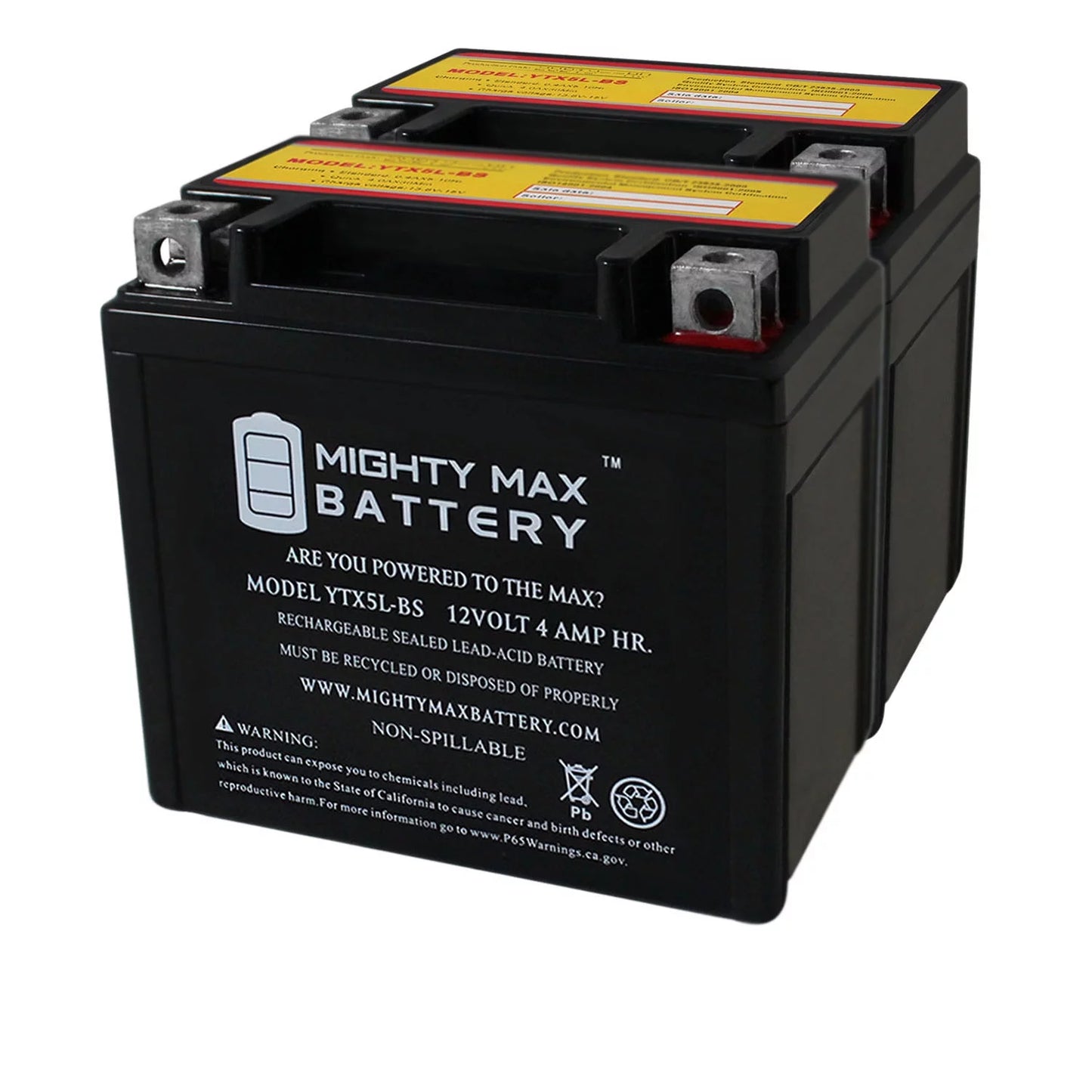 Ytx5l-bs battery replacement for kymco super 9 - 50 2000 - 2 pack