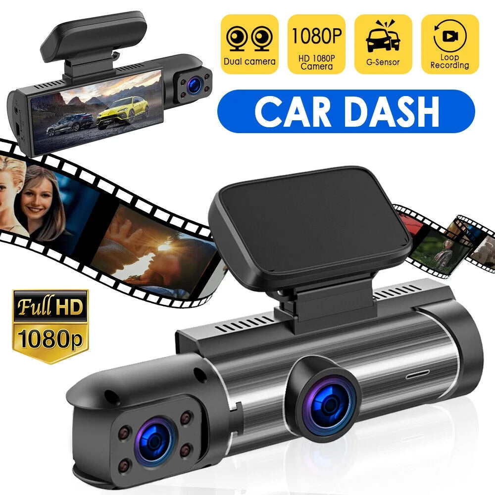 Vtin car dual lens dash cam hd 1080p video recorder camera g-sensor parking monitor