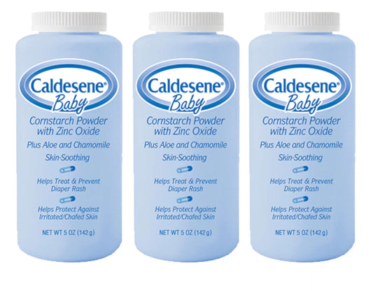 3 pack caldesene baby cornstarch powder with zinc oxide 5 oz each