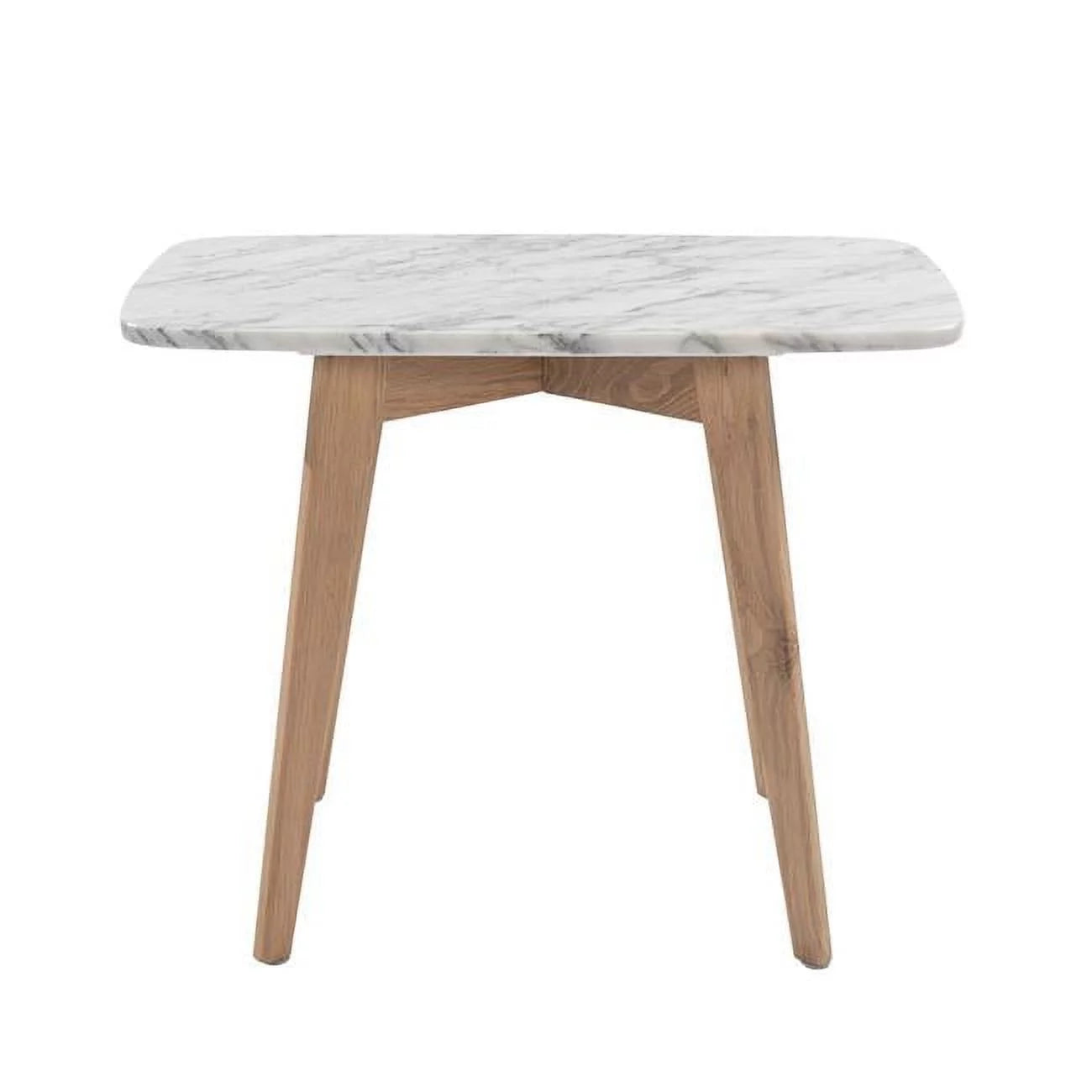 12 x 21 in. cima rectangular italian carrara white marble table with oak legs