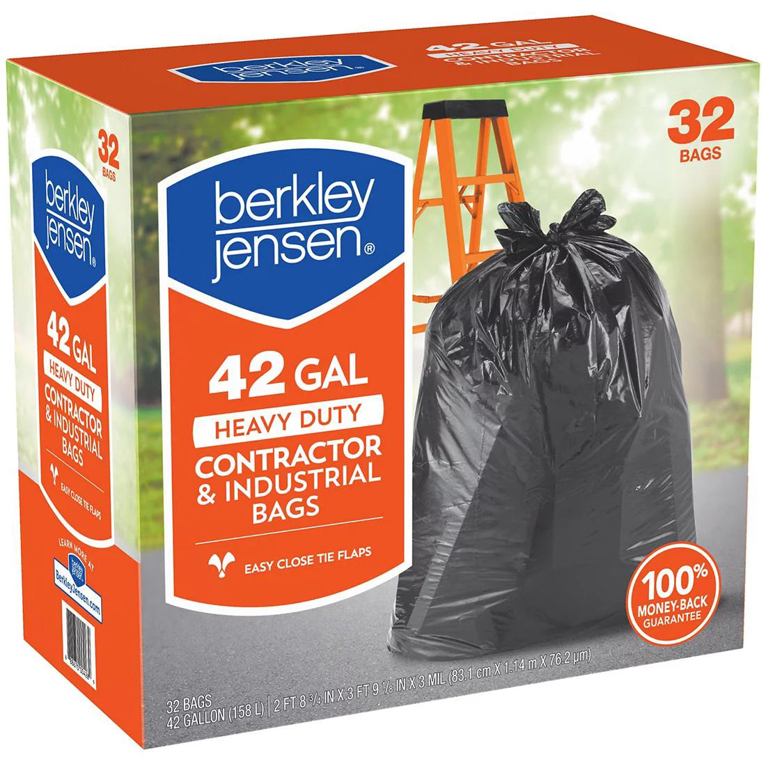 Berkley jensen 42-gal. 3mil heavy duty contractor and industrial use bags, 32 ct.