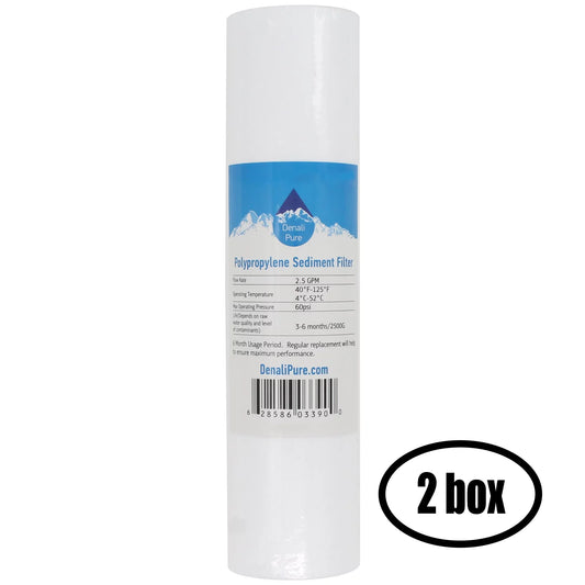 2 boxes of replacement for culligan rvf-10 polypropylene sediment filter - universal 10-inch 5-micron cartridge for culligan rvf-10 exterior water filter - denali pure brand