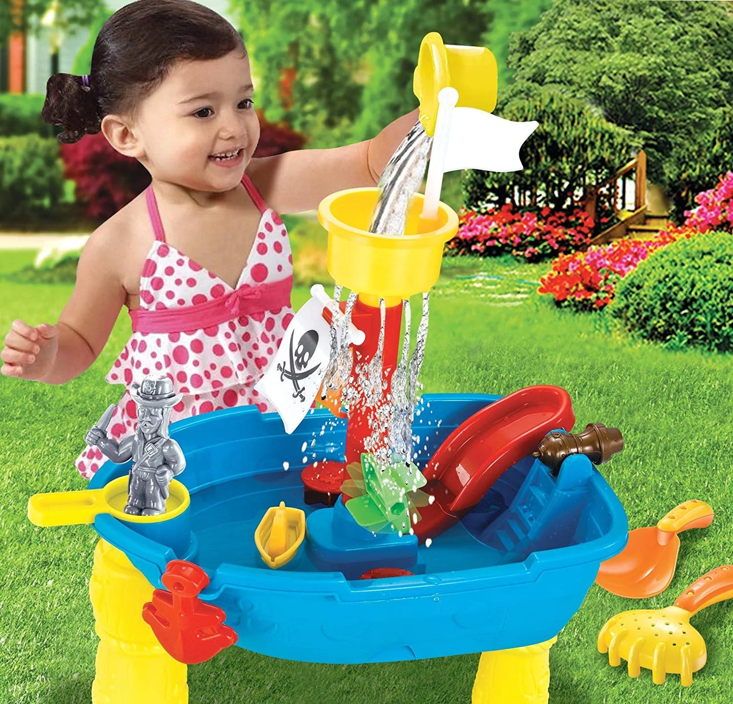 Beach toy pirate ship sandboxes 21 pcs sand water table for boys girls toddlers + 3 y mundo toys