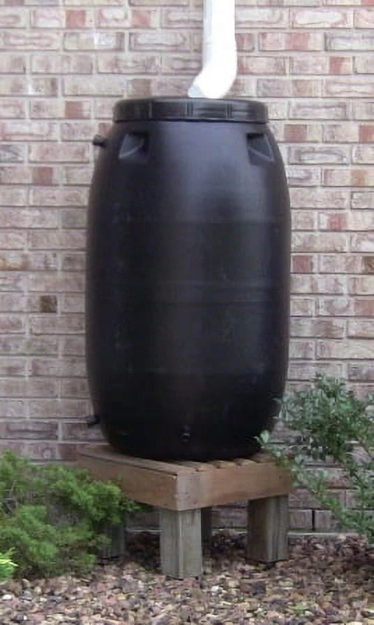 Upcycle products 55 gallon black rain barrel