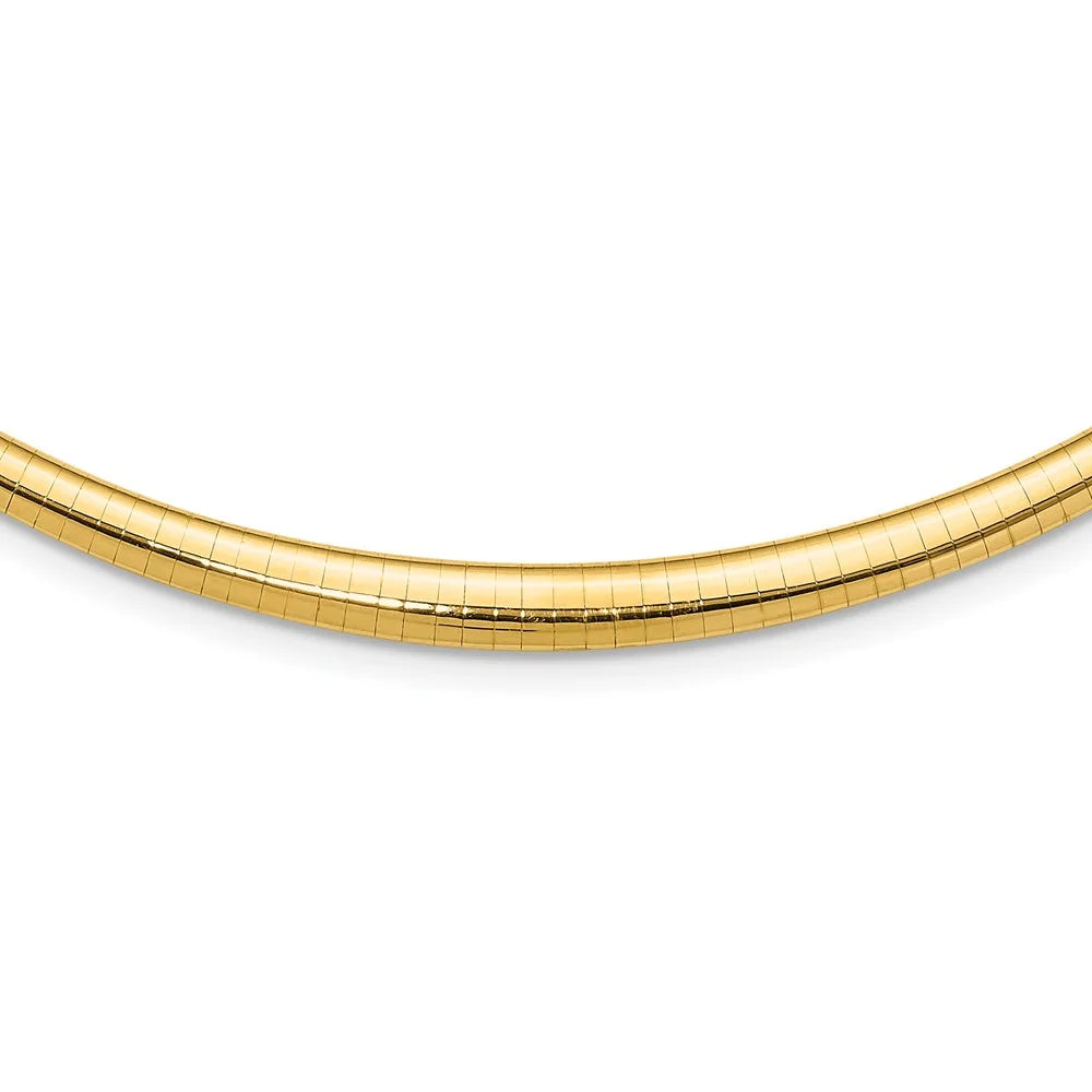 14k polished 3/6mm graduated omega necklace qodg6-16