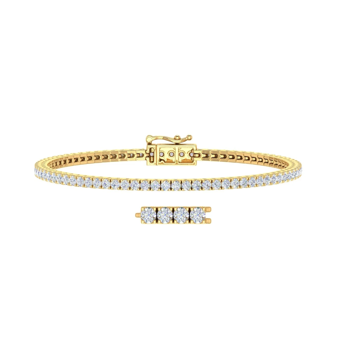 2 carat diamond tennis bracelet in 10k yellow gold (7.5 inch)