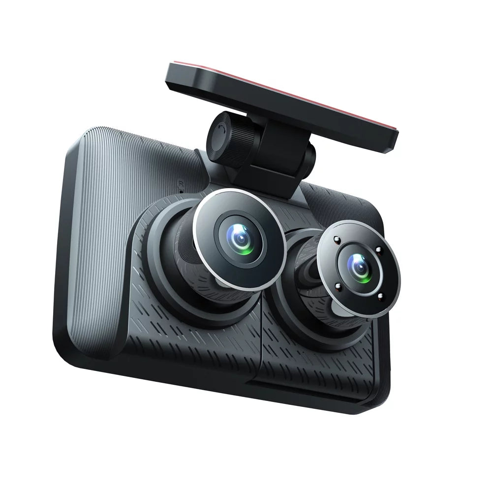 Andoer car video recording camcorder, triple channel dash cam, 4in clear car rearview mirror