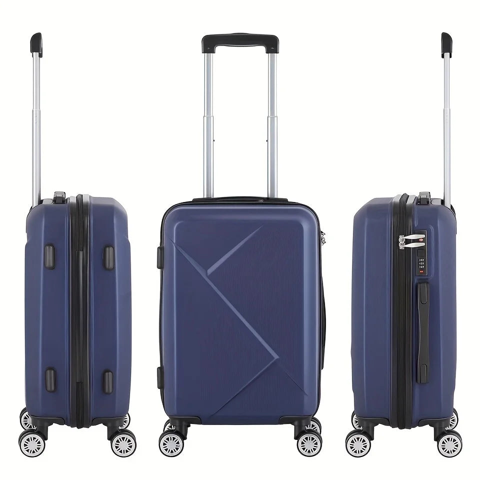 20 inch hardside carry-on luggage for travel business, 20-inch suitcase with four spinner wheels and scratch-resistant surface, lock - blue