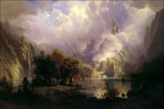 24"x36" gallery poster, rocky mountain landscape by albert bierstadt 1870