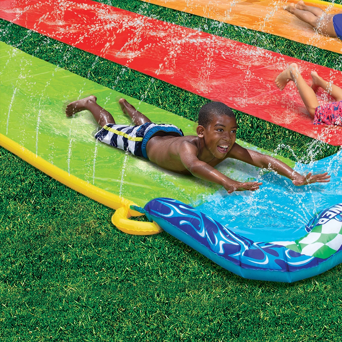 Banzai 16 feet triple tag racing water slide - side-by-side-by-side racing fun!