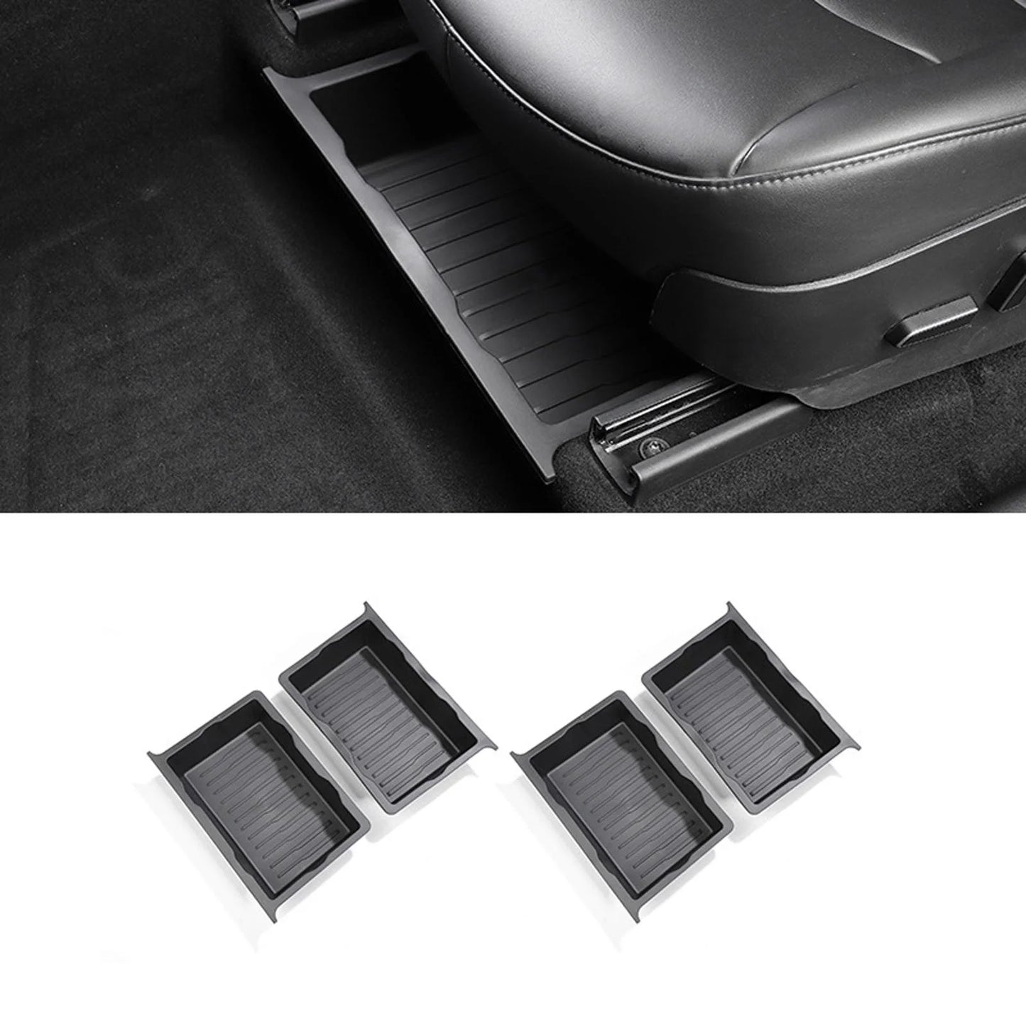 Under seat storage box hidden tray durable underseat organizer tray for model y