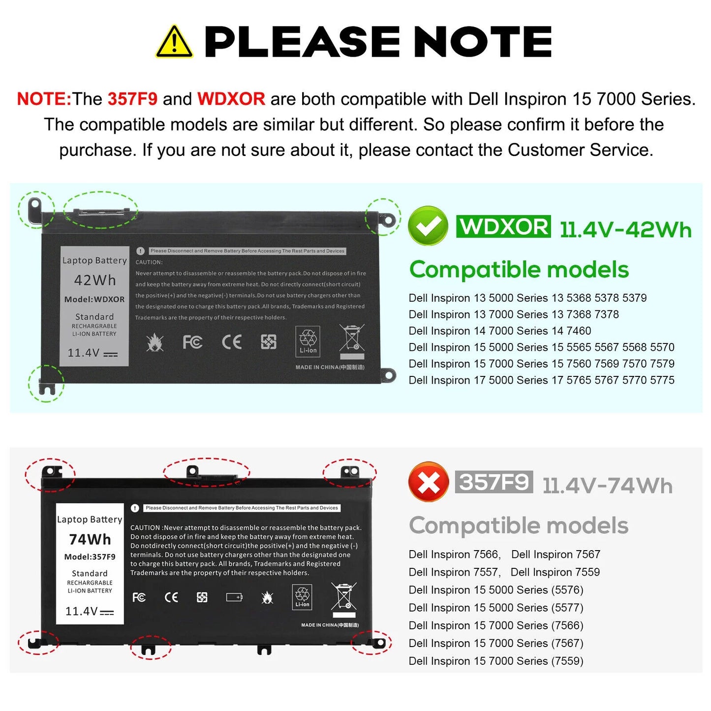 42wh wdx0r battery for dell inspiron 5565 7573 series p66f p75f p69g cymgm