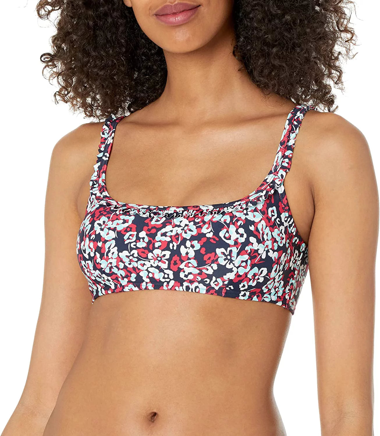 Tommy hilfiger hamilton floral printed ruffle bikini swim top, us 2x-large