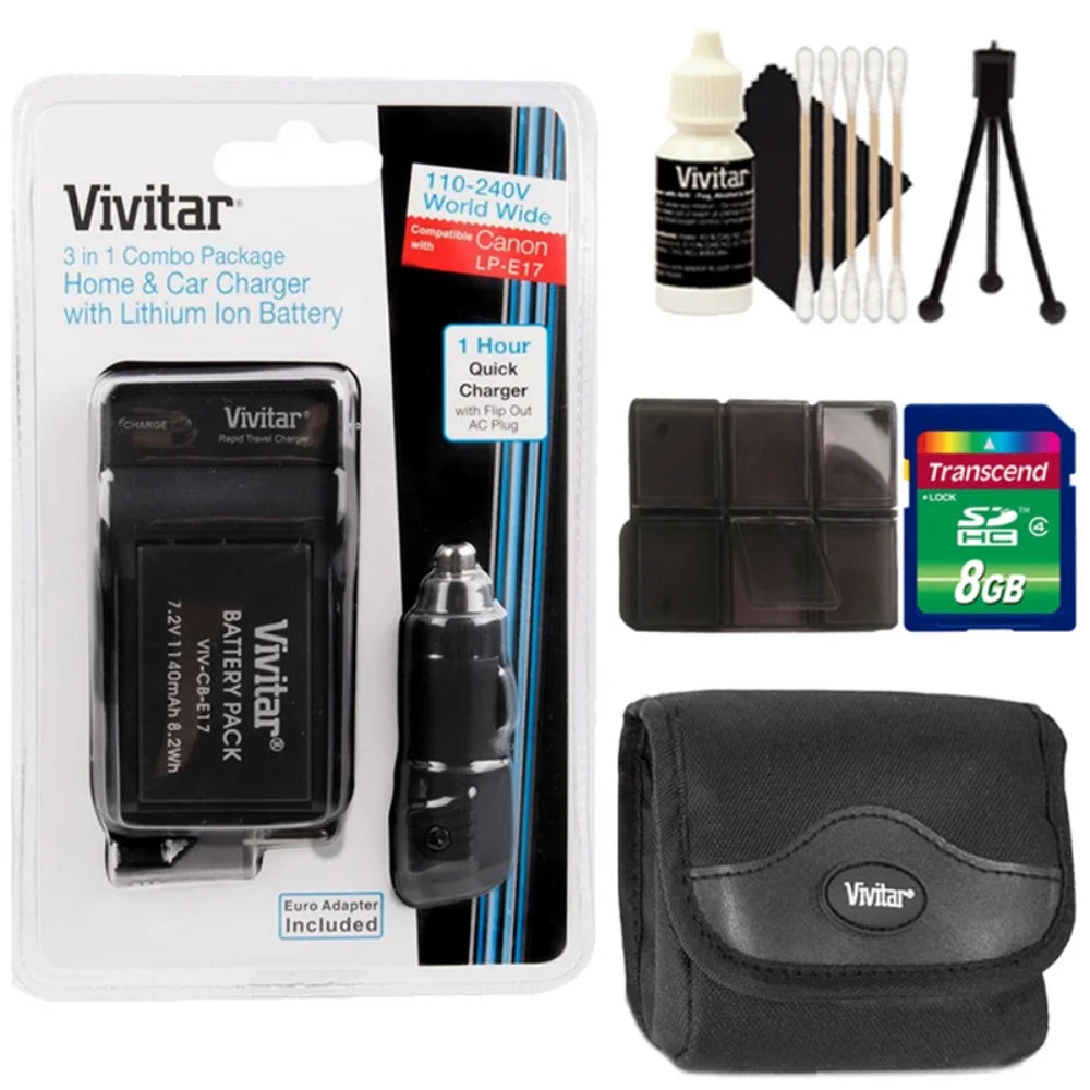 Vivitar (viv-cbe17-kit) replacement battery canon lp-e17 cleaning  kit for canon 750d 760d