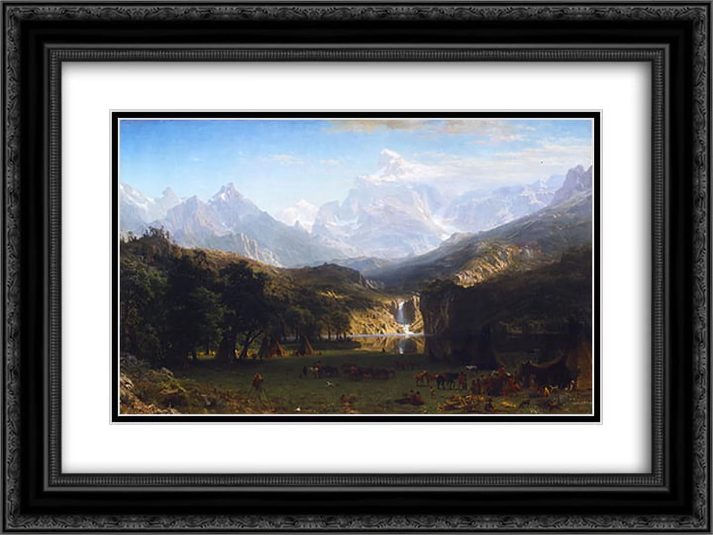 Albert bierstadt 2x matted 24x18 black ornate framed art print 'the rocky mountains, lander's peak'