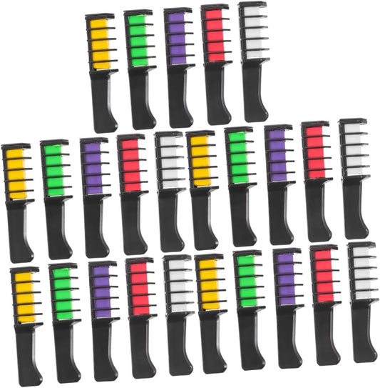 25 pcs disposable hair dye comb hair chalk for washable hair dye metallic hair dye hair dye for girls hair chalk color comb hair coloring brush hair color crayon makeup chalk