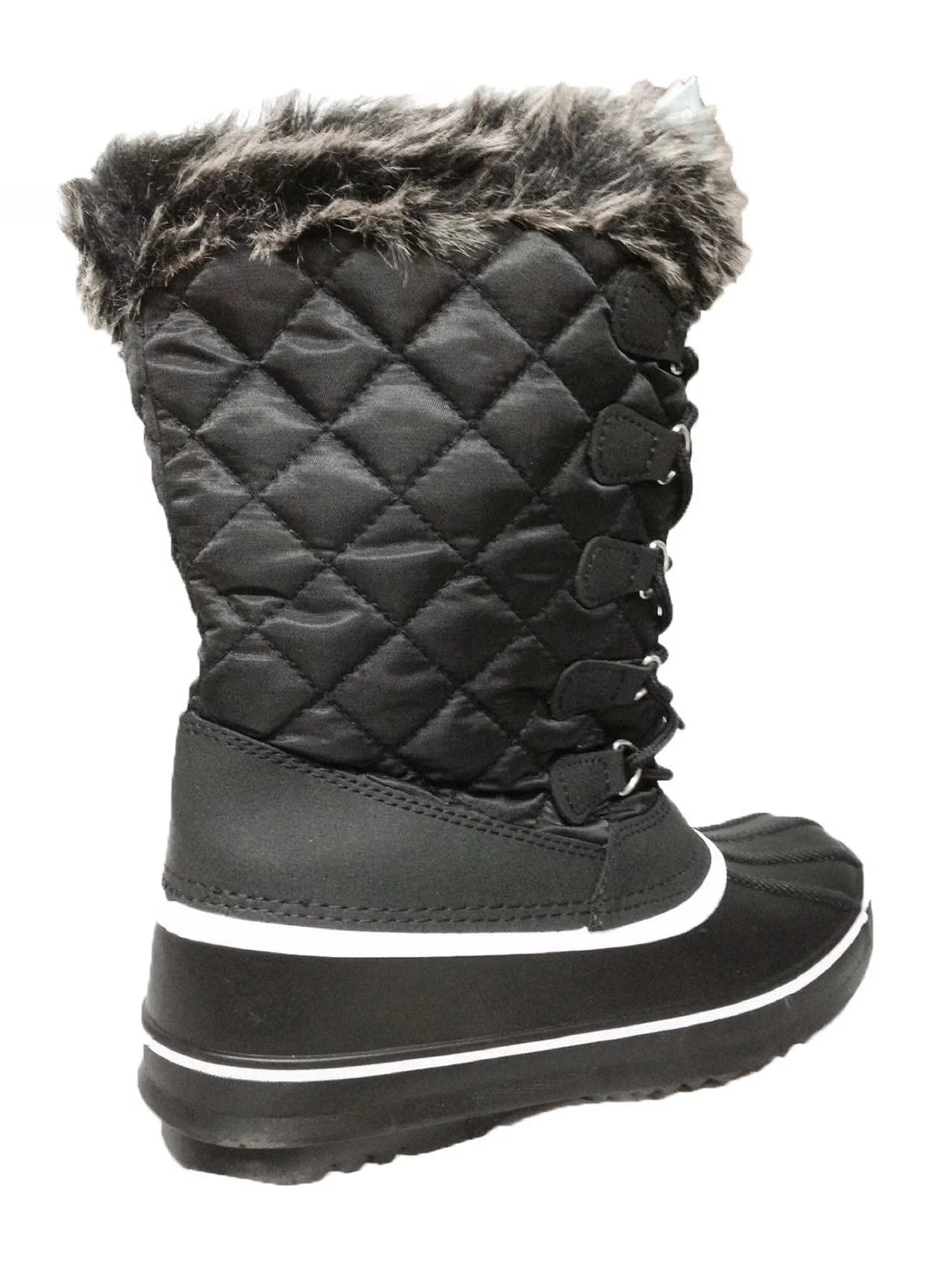 Womens mid-calf warm fur lined snow boots waterproof outdoor non-slip winter shoes