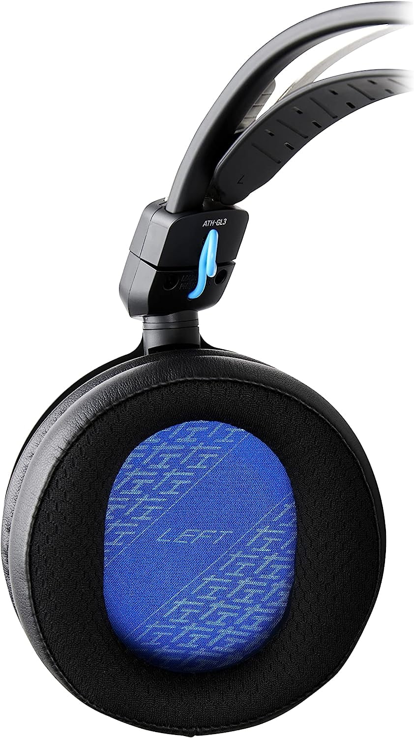 Audio technica ath-gl3bk closed-back wired gaming headset - black/blue with an additional 1 year coverage by epic protect (2022)