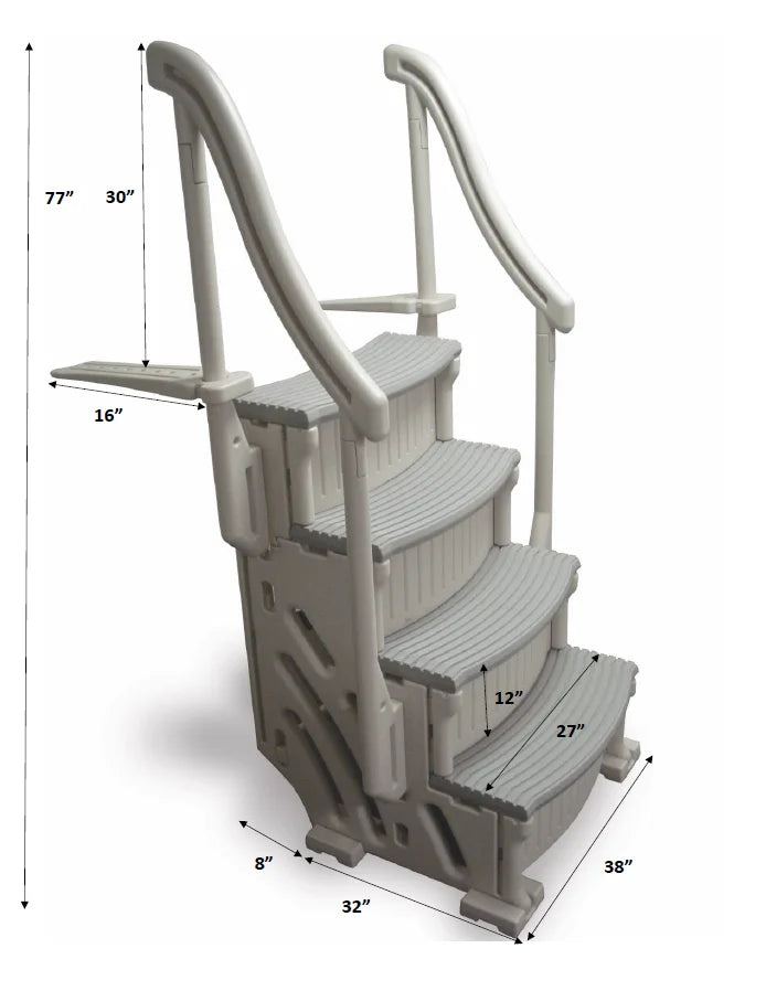 Above ground confer curve steps various sizes and colors