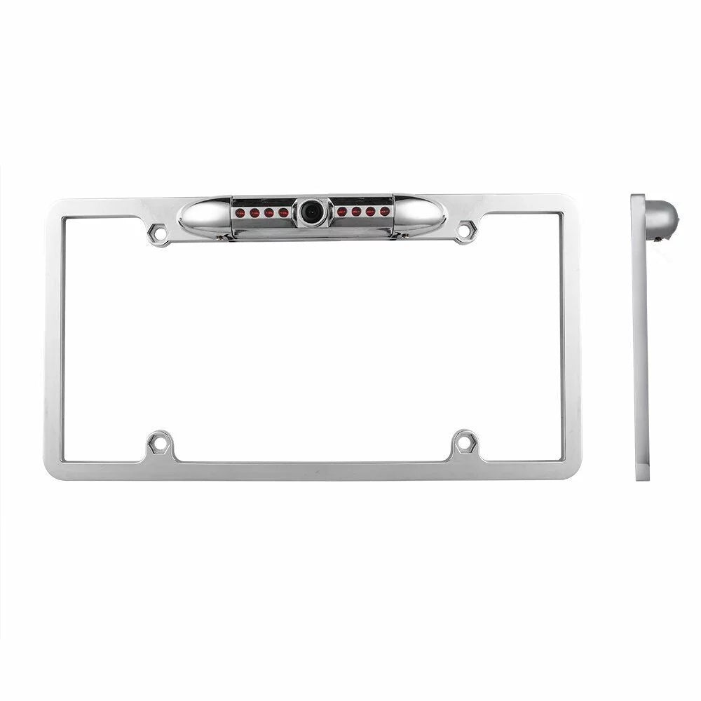 Universal slim chrome license plate hd camera with wide viewing angle