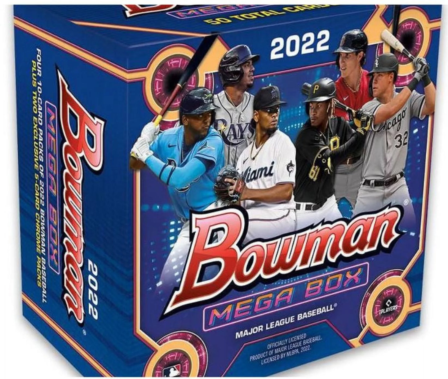 2022 topps mlb bowman baseball trading card mega box - 50 cards!