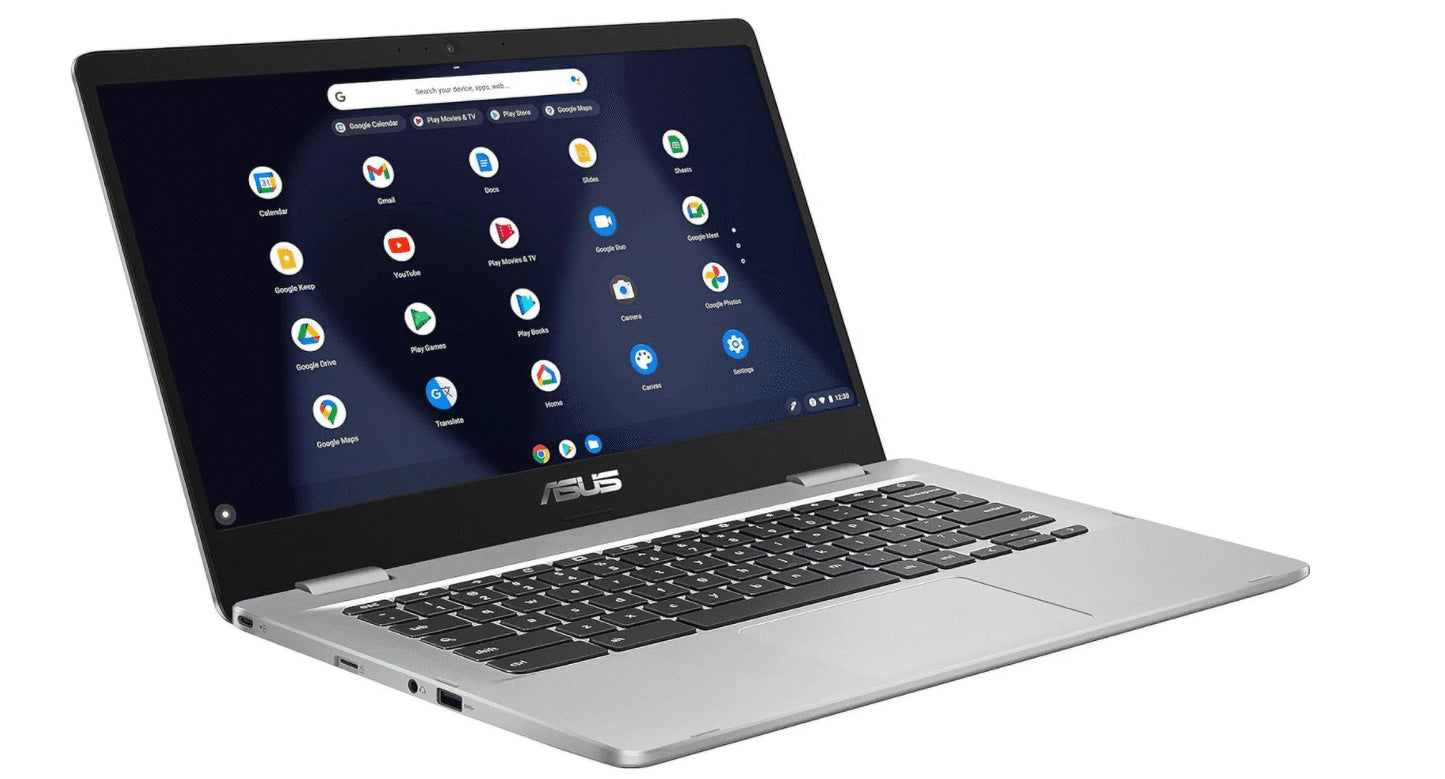 Asus (renewed) c423na chromebook 14 14" fhd laptop computer, intel celeron n3350 processor, 8gb lpddr4 ram, 64gb emmc, 802.11ac wifi, bluetooth, usb type-c, silver, chrome os