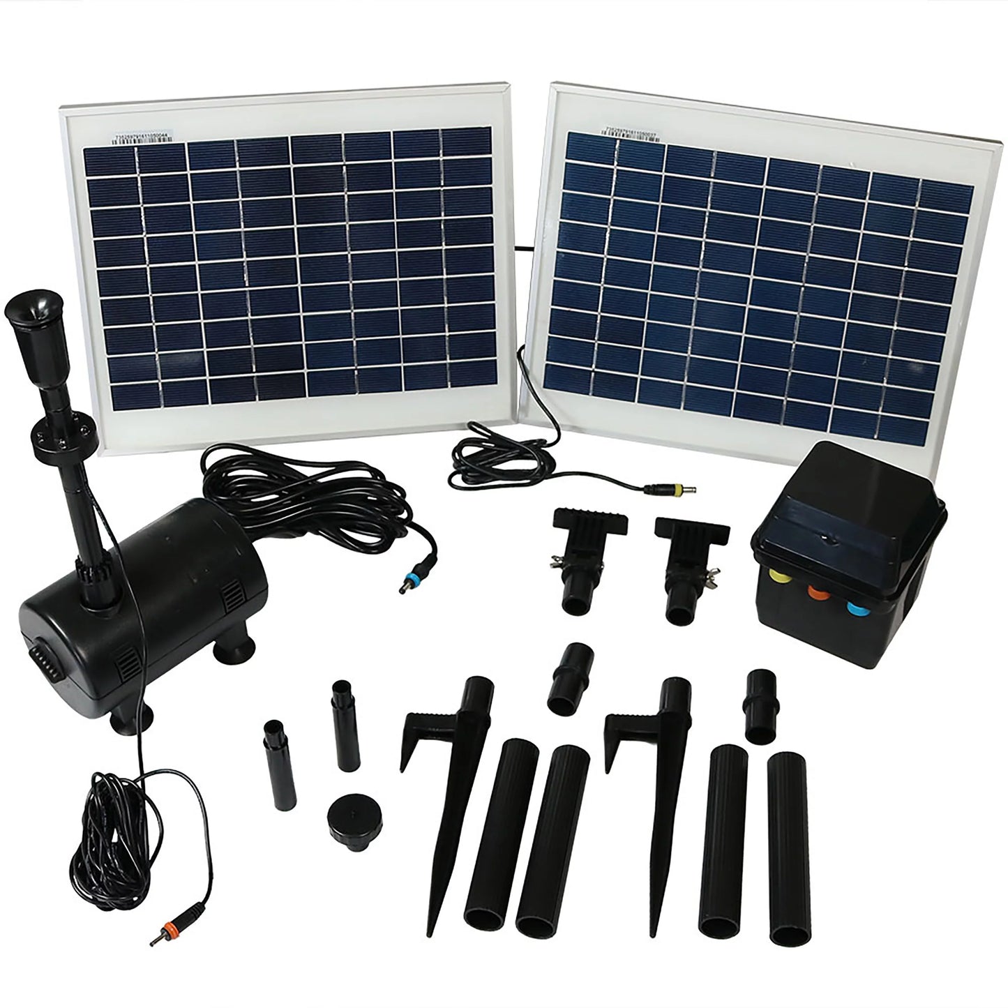 Sunnydaze solar pump and panel kit with battery pack and led light - 396 gph - 120" lift