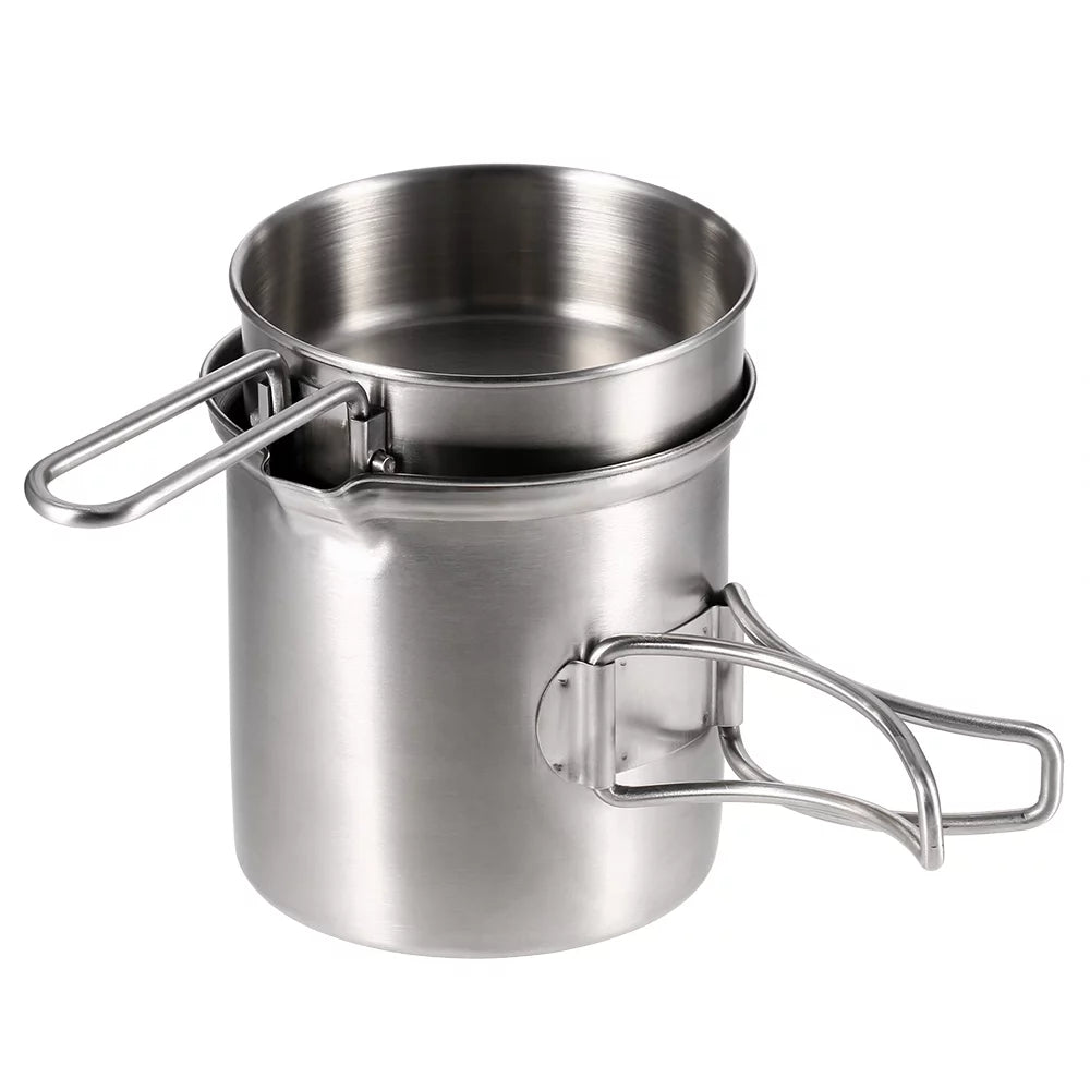 Tomshoo compact wood burning stove and cooking pot set, ideal for backpacking and activities