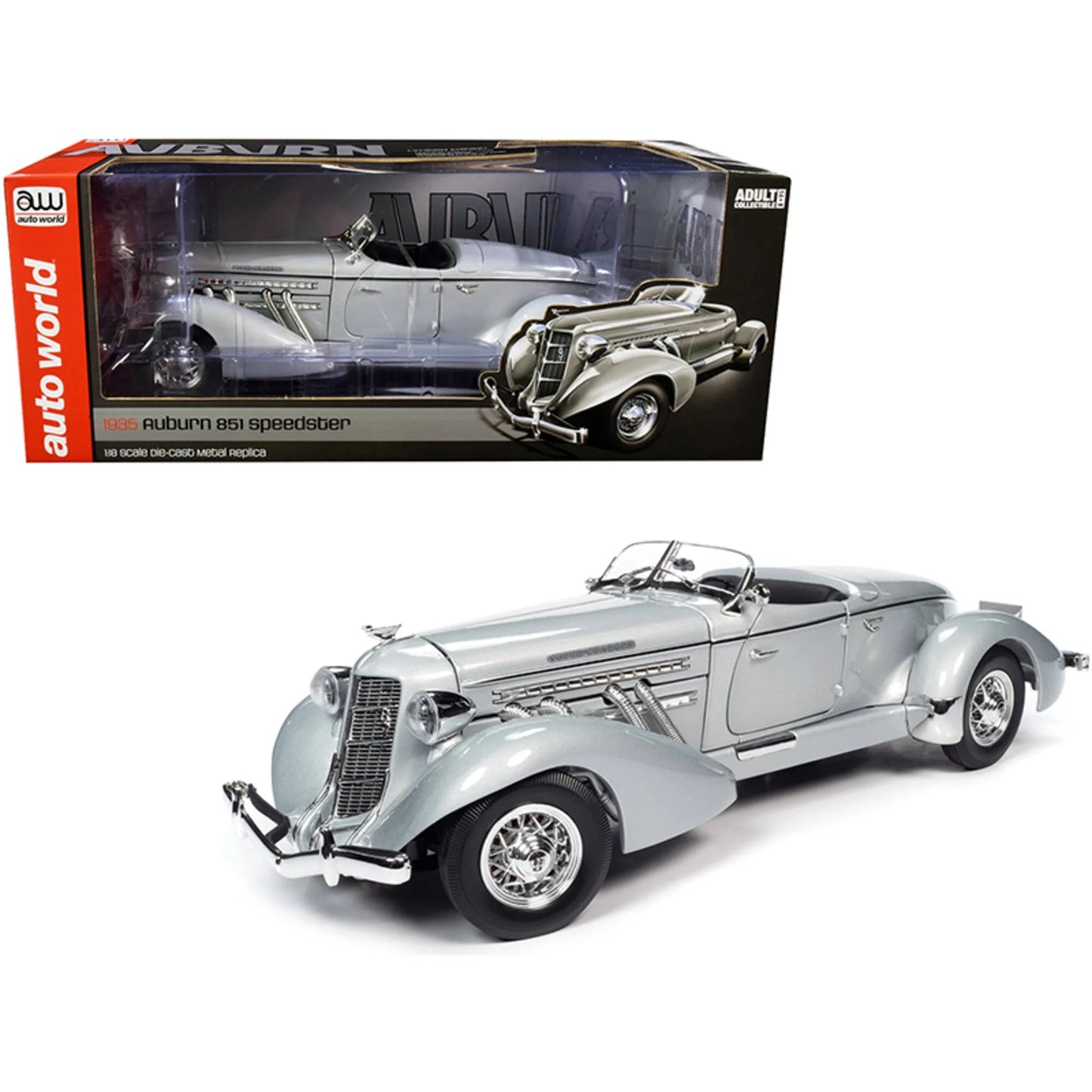 1935 auburn 851 speedster haze gray 1/18 diecast model car by auto world