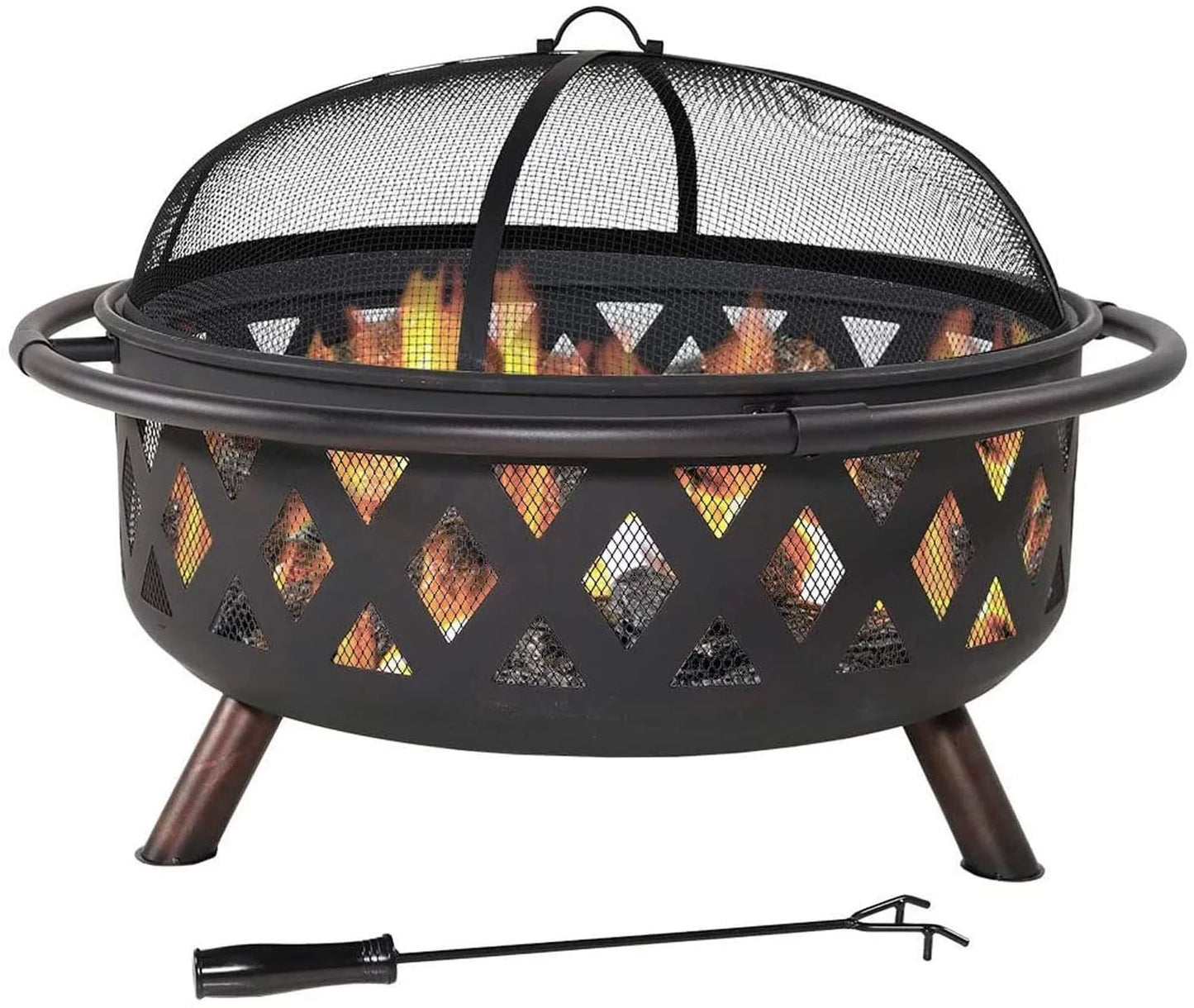 Ambrose portable outdoor campfire wood burning fire pit and grill pit