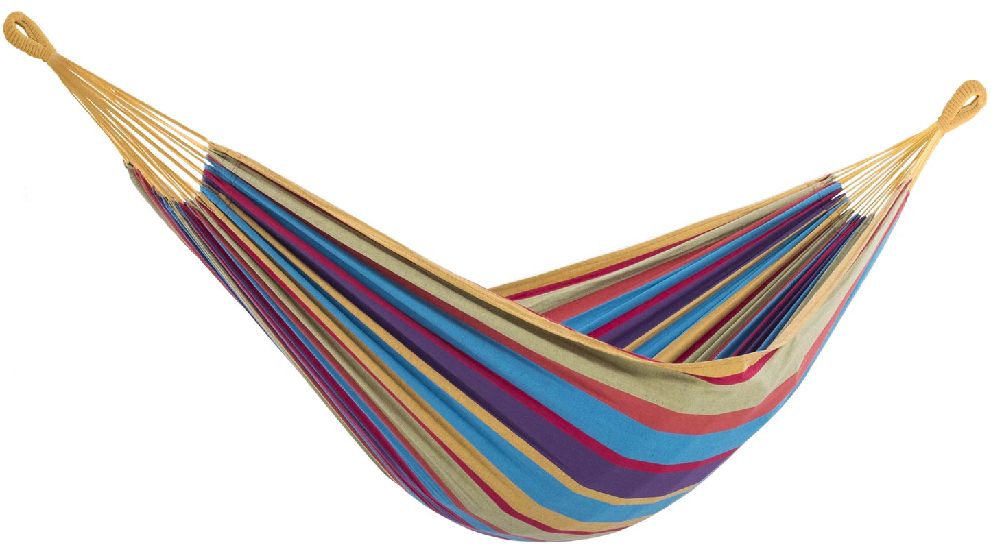 The hamptons collection 144” yellow and purple striped two person brazilian style hammock