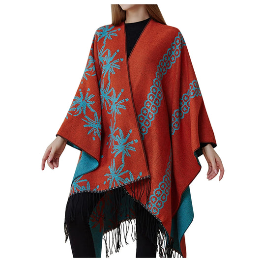 Womens scarf pashmina shawls and wraps women's printed shawl fashionable warm soft cardigans scarf christmas gift double sided thickened shawl