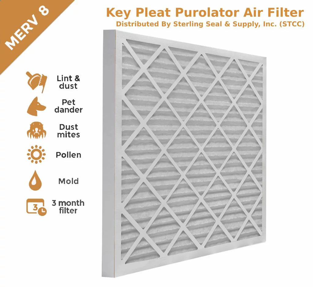 18x18x1 key pleat purolator air filter - merv 8 (6 pack)