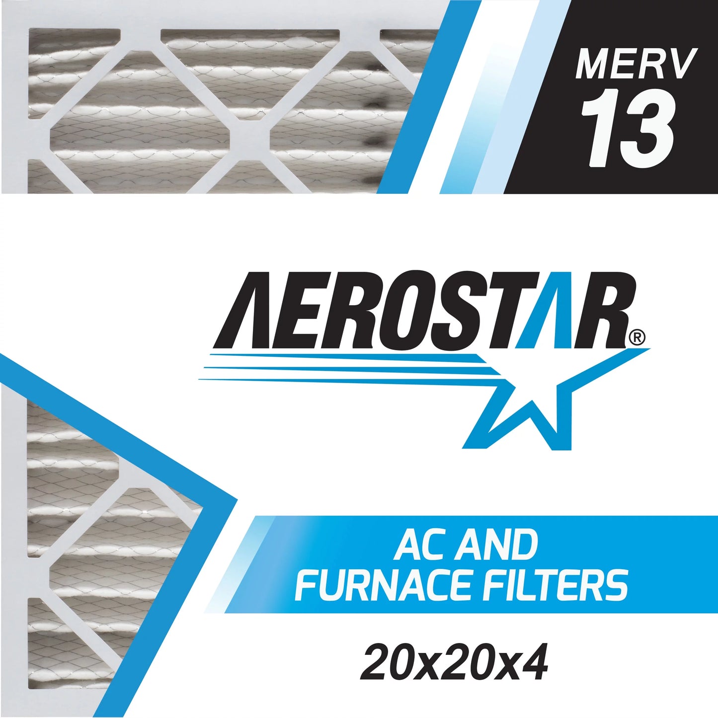 Aerostar 20x20x4 merv  13,  air filter, 20 x 20 x 4, box of 4