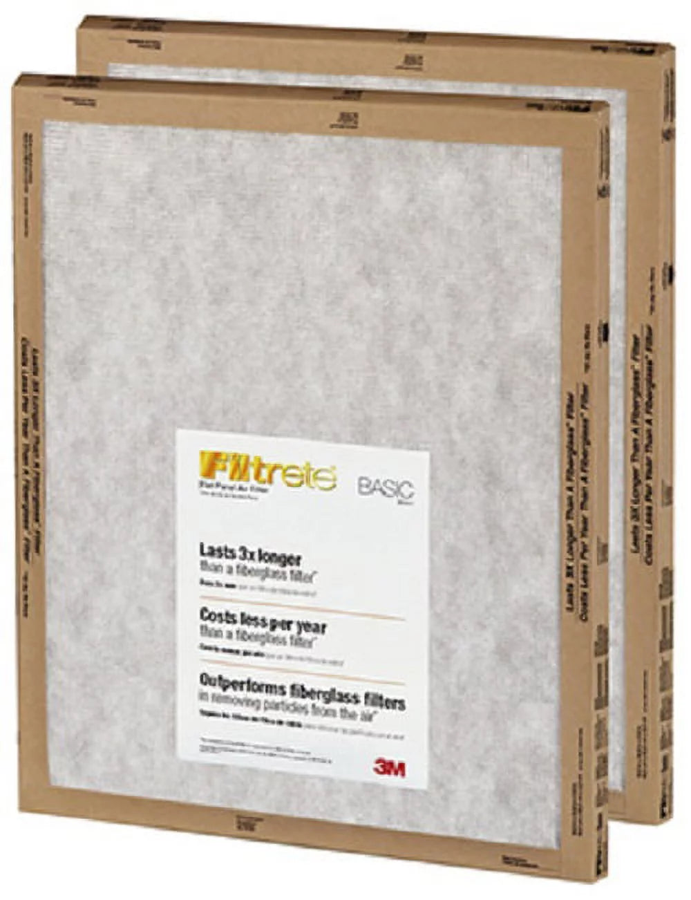 3m fpl21-2pk-24 filtrete 2 pack 18" x 24" x 1" merv 2 basic flat panel disposable air filters - quantity of 24