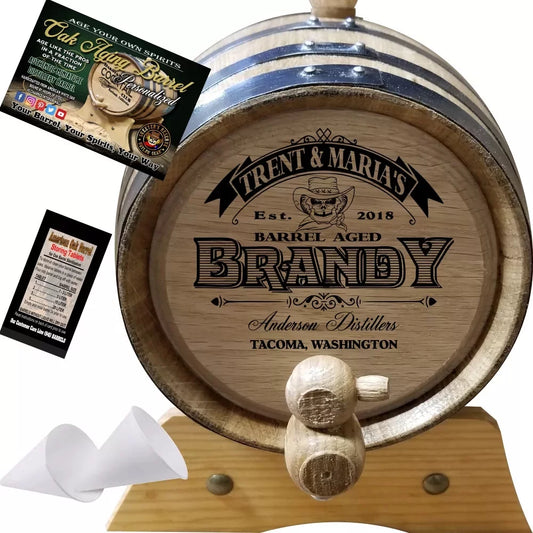 Barrel aged brandy (106) - personalized american oak brandy aging barrel